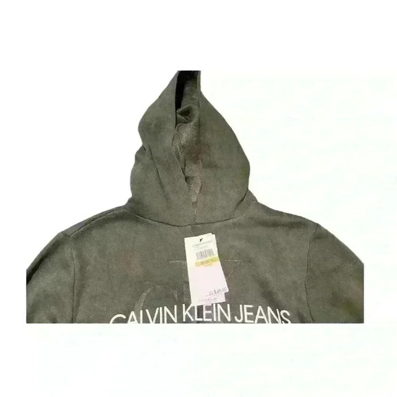 Calvin Klein Big Boys Old School Logo Pullover Hoodie Sequoia M(10/12) - Picture 7 of 9